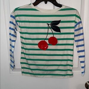 GAP Kids Green and Blue Striped Long Sleeve Tee